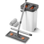 Flat Mop and Bucket Set with Microfiber Pads
