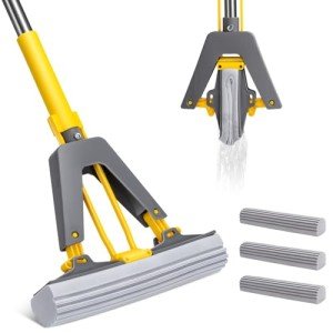 Masthome Self-Squeeze Sponge Mop with 3 Refills