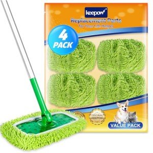 KEEPOW Reusable Mop Pads for Swiffer Sweeper - 4 Pack
