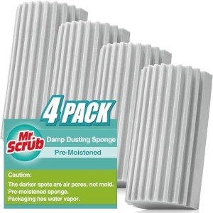 4 Pack Reusable Damp Dusting Sponges - Grey