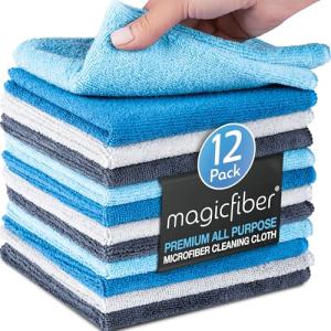 MagicFiber 12-Pack Microfiber Cleaning Cloths, 13"x13