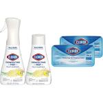 Clorox Cleaning Bundle - Disinfecting Mist Lemon and Orange Blossom Scent (1 Spray Bottle & 1 Refill, 16 Fl Oz Each) Disinfecting Wet Mopping Cloths, Rain Clean Scent (2-Pack, 24ct Each)