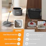BOMIDI Spin Mop & Bucket with 4 Microfiber Pads