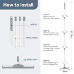 180° Rotating Floor Squeegee with Long Handle