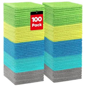 HOMEXCEL 100-Pack Microfiber Cleaning Cloths – Lint Free