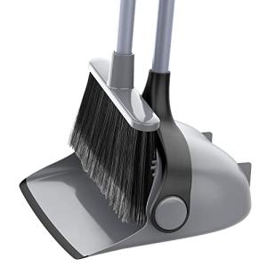 MR.SIGA Adjustable Broom and Dustpan Set - Gray