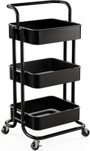 Pipishell 3-Tier Rolling Utility Cart with Lockable Wheels