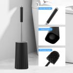Compact Toilet Brush and Holder with Stainless Steel Handle