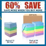 TEAWOO Microfiber Cleaning Cloths - 50 Pack Assorted
