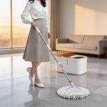 Floor Spin Mop Bucket Set with 5 Refill Heads