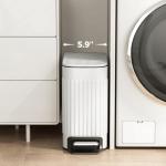 Slim Bathroom Trash Can with Lid - 6L Stainless Steel