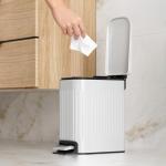 Slim Bathroom Trash Can with Lid - 6L Stainless Steel