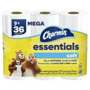 Charmin Essentials Soft Toilet Paper, 9 Mega Rolls