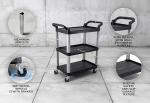 Heavy-Duty Rolling Utility Service Cart - 3 Shelves