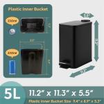 SunnyPoint 5L Step-On Trash Can for Any Room
