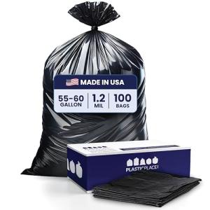 Heavy Duty Black Trash Bags - 55-60 Gallon (100 Count)