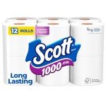 Scott 1000 Sheets Toilet Paper, 12 Rolls