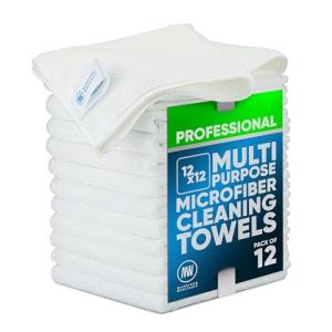 12 Pack of 12" x 12" White Microfiber Cloths