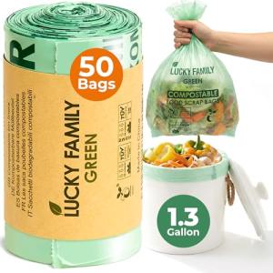 Eco-Friendly Compost Bags for Kitchen Bins - 50 Count