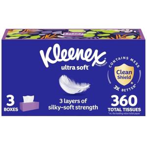 Kleenex Ultra Soft Facial Tissues, 360 Total Tissues
