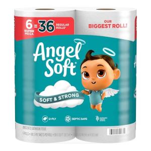 Angel Soft Toilet Paper, 6 Super Mega Rolls