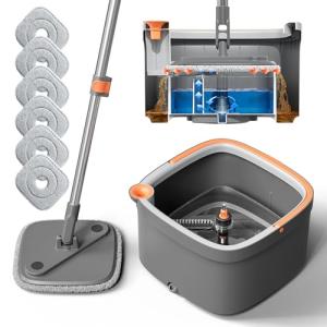KZKR Spin Mop Bucket Set with Replaceable Pads