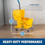 Red Mop Bucket with Side-Press Wringer, 26 Quarts