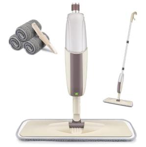 HOMTOYOU Floor Mop with Refillable Bottle & 3 Washable Pads