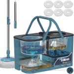 4-Chamber Spin Mop and Bucket Set with Replacement Heads