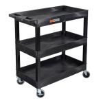 Heavy-Duty 3-Shelf Utility Push Cart, 300 lbs Capacity