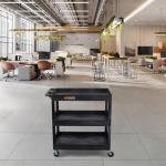 Heavy-Duty 3-Shelf Utility Push Cart, 300 lbs Capacity