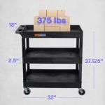 Heavy-Duty 3-Shelf Utility Push Cart, 300 lbs Capacity