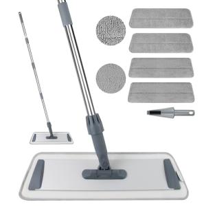 Microfiber Flat Mop with Reusable Pads and Handle
