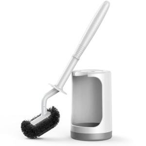 Curved Toilet Bowl Brush Holder Set - White