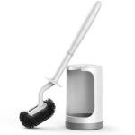 Curved Toilet Bowl Brush Holder Set - White