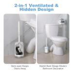 Curved Toilet Bowl Brush Holder Set - White