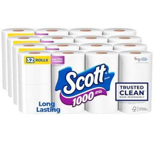 Scott Trusted Clean 1-Ply Toilet Paper, 32 Rolls