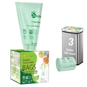 OrangeBio 3 Gallon Biodegradable Trash Bags - 100 Pack
