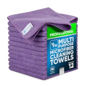 Purple Microfiber Cleaning Cloths - 12 Pack