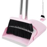 BSKLIN Collapsible Broom and Dustpan Set - Pink
