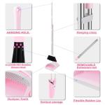 BSKLIN Collapsible Broom and Dustpan Set - Pink