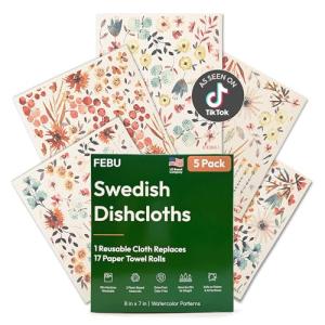 FEBU Set of 5 Swedish Dishcloths - Biodegradable