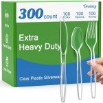 300 Count Heavy Duty Disposable Plastic Cutlery Set