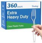 Dealusy 360 Count Heavy Duty Clear Plastic Forks