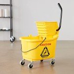 Amazon Basics Commercial Mop Bucket on Wheels, Yellow