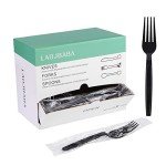 Individually Wrapped Black Plastic Forks - 100 Pack