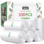 Teivio 4 Gallon Clear Trash Bags - 330 Count