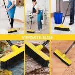 12" Push Broom with Long Handle for All Surfaces