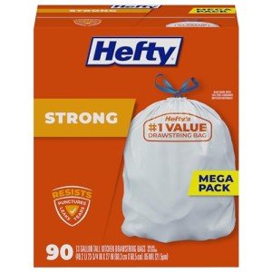 Hefty Strong 13 Gallon Kitchen Trash Bags, 90 Count