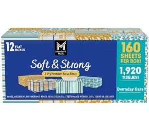 Soft & Strong Facial Tissues, 12 Boxes, 2-Ply